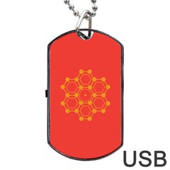 Pentagon Cells Chemistry Yellow Dog Tag Usb Flash (two Sides) by Nexatart