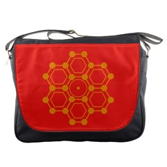 Pentagon Cells Chemistry Yellow Messenger Bags by Nexatart