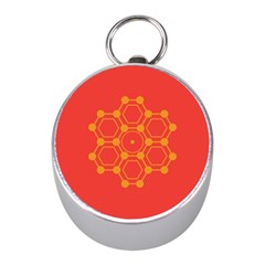 Pentagon Cells Chemistry Yellow Mini Silver Compasses by Nexatart