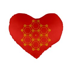 Pentagon Cells Chemistry Yellow Standard 16  Premium Flano Heart Shape Cushions by Nexatart