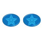 Star Design Pattern Texture Sign Cufflinks (Oval) Front(Pair)