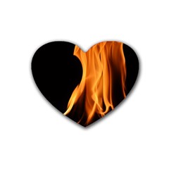 Fire Flame Pillar Of Fire Heat Rubber Coaster (heart)  by Nexatart