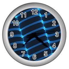 Background Light Glow Blue Wall Clocks (silver)  by Nexatart