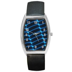 Background Light Glow Blue Barrel Style Metal Watch by Nexatart