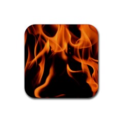 Fire Flame Heat Burn Hot Rubber Coaster (square)  by Nexatart