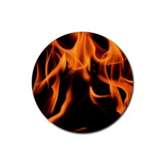 Fire Flame Heat Burn Hot Rubber Round Coaster (4 Pack)  by Nexatart