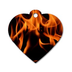 Fire Flame Heat Burn Hot Dog Tag Heart (two Sides) by Nexatart