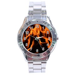 Fire Flame Heat Burn Hot Stainless Steel Analogue Watch by Nexatart