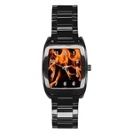 Fire Flame Heat Burn Hot Stainless Steel Barrel Watch Front