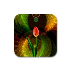 Tulip Flower Background Nebulous Rubber Square Coaster (4 Pack)  by Nexatart