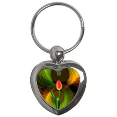 Tulip Flower Background Nebulous Key Chains (heart)  by Nexatart