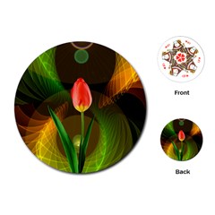 Tulip Flower Background Nebulous Playing Cards (round)  by Nexatart