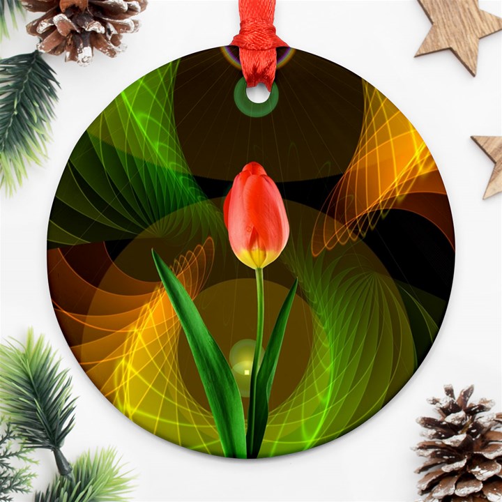 Tulip Flower Background Nebulous Round Ornament (Two Sides)