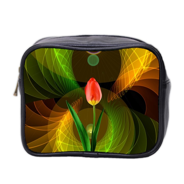 Tulip Flower Background Nebulous Mini Toiletries Bag 2-Side