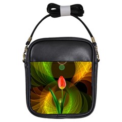 Tulip Flower Background Nebulous Girls Sling Bags by Nexatart