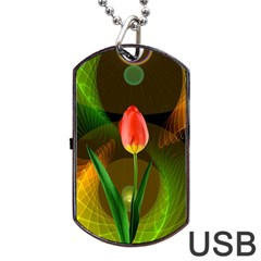 Tulip Flower Background Nebulous Dog Tag Usb Flash (one Side) by Nexatart