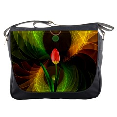 Tulip Flower Background Nebulous Messenger Bags