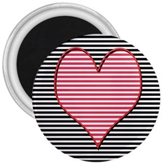 Heart Stripes Symbol Striped 3  Magnets by Nexatart