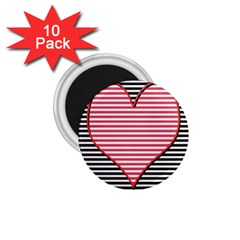 Heart Stripes Symbol Striped 1 75  Magnets (10 Pack)  by Nexatart