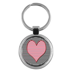 Heart Stripes Symbol Striped Key Chains (round)  by Nexatart