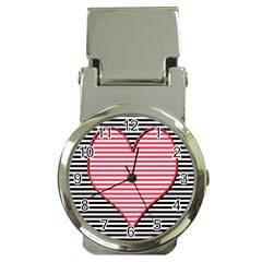 Heart Stripes Symbol Striped Money Clip Watches by Nexatart