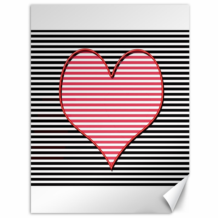 Heart Stripes Symbol Striped Canvas 36  x 48  