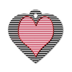 Heart Stripes Symbol Striped Dog Tag Heart (two Sides) by Nexatart