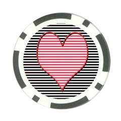 Heart Stripes Symbol Striped Poker Chip Card Guard by Nexatart