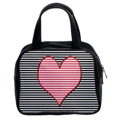 Heart Stripes Symbol Striped Classic Handbags (2 Sides) by Nexatart