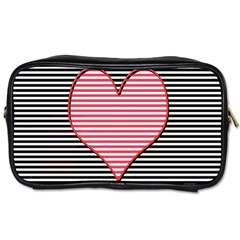 Heart Stripes Symbol Striped Toiletries Bags 2-side by Nexatart