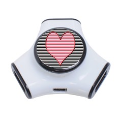 Heart Stripes Symbol Striped 3-port Usb Hub by Nexatart