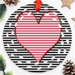 Heart Stripes Symbol Striped Ornament (Round Filigree) Front