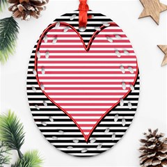 Heart Stripes Symbol Striped Ornament (oval Filigree) by Nexatart