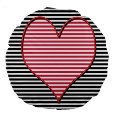 Heart Stripes Symbol Striped Large 18  Premium Round Cushions by Nexatart