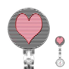 Heart Stripes Symbol Striped Stainless Steel Nurses Watch by Nexatart