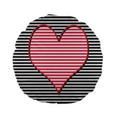 Heart Stripes Symbol Striped Standard 15  Premium Flano Round Cushions by Nexatart