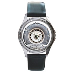 Flat Tire Vehicle Wear Street Round Metal Watch