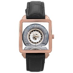 Flat Tire Vehicle Wear Street Rose Gold Leather Watch  by Nexatart