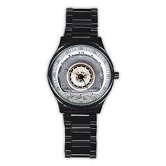 Flat Tire Vehicle Wear Street Stainless Steel Round Watch by Nexatart