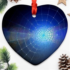 Network Cobweb Networking Bill Ornament (heart) by Nexatart