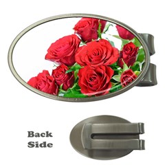 A Bouquet Of Roses On A White Background Money Clips (oval) 