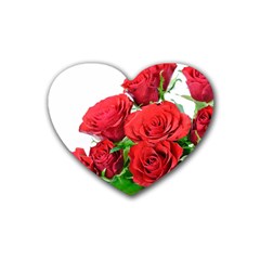 A Bouquet Of Roses On A White Background Heart Coaster (4 Pack) 