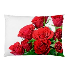 A Bouquet Of Roses On A White Background Pillow Case by Nexatart