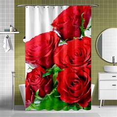 A Bouquet Of Roses On A White Background Shower Curtain 48  X 72  (small)  by Nexatart