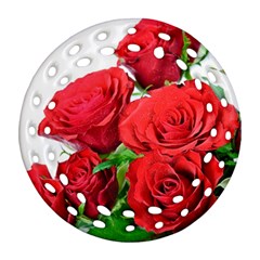 A Bouquet Of Roses On A White Background Ornament (round Filigree) by Nexatart