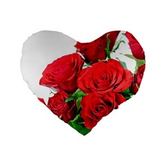 A Bouquet Of Roses On A White Background Standard 16  Premium Heart Shape Cushions by Nexatart