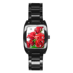 A Bouquet Of Roses On A White Background Stainless Steel Barrel Watch by Nexatart