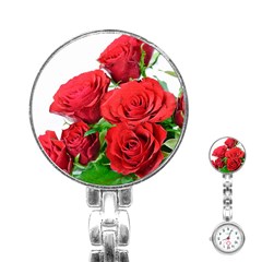 A Bouquet Of Roses On A White Background Stainless Steel Nurses Watch by Nexatart