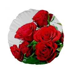 A Bouquet Of Roses On A White Background Standard 15  Premium Flano Round Cushions by Nexatart