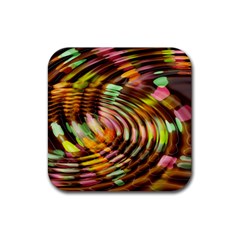 Wave Rings Circle Abstract Rubber Coaster (square)  by Nexatart